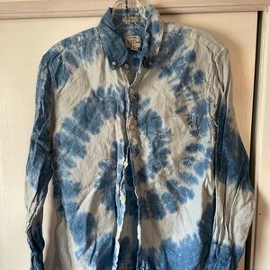 J. Crew Blue Tie-Dye Casual Shirt